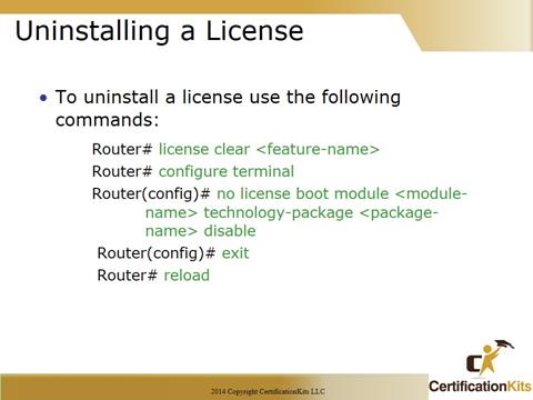 Cisco CCNA Licensing Uninstall